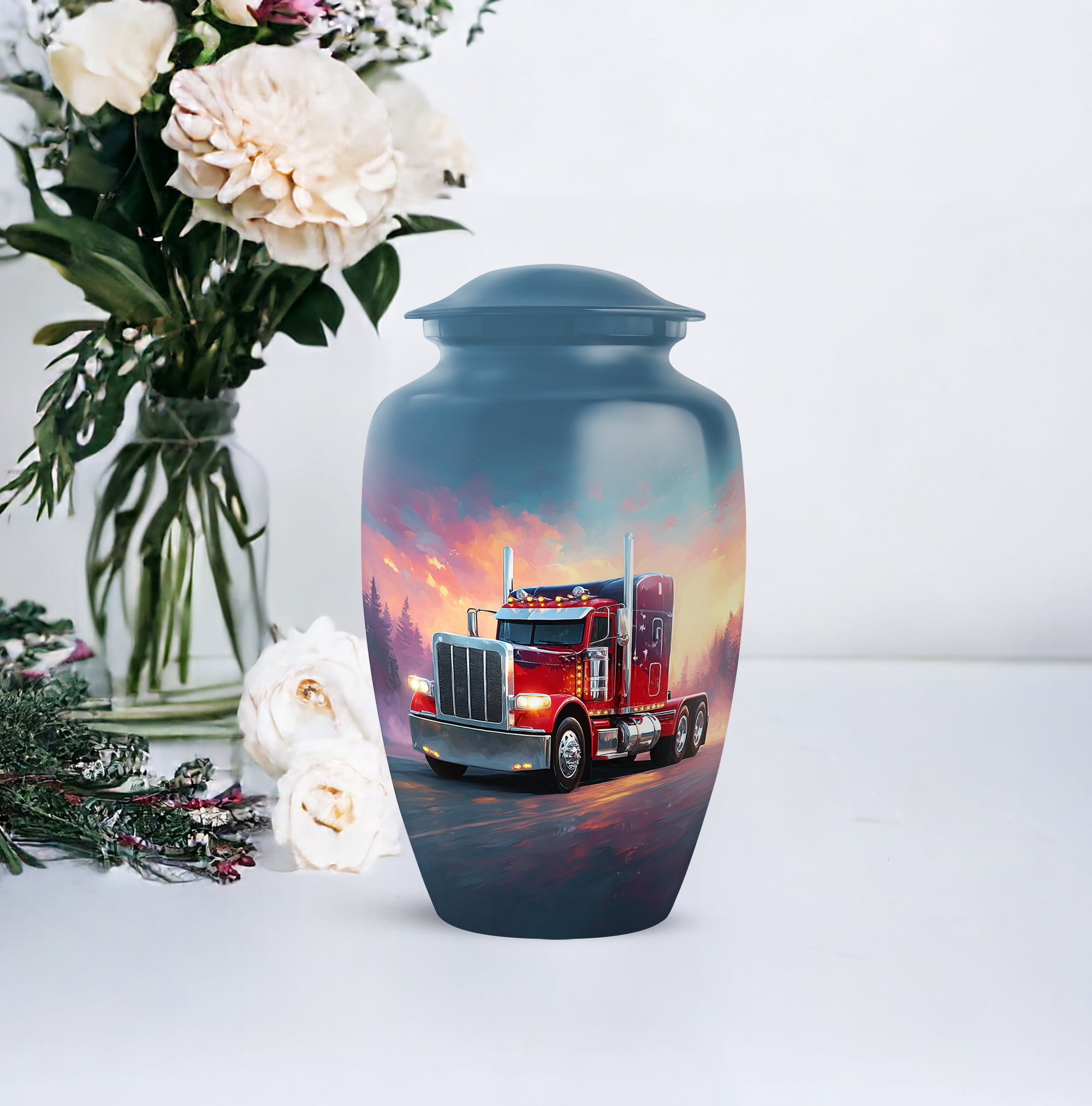 Red Truck Cremation Urn For Human Ashes Adult, Large Urns For Ashes For Men, Memorial Decorative Funeral Urns For Ashes, Tribute Urn For Human Remains (Size, 10 Inch, 1 Pc)
