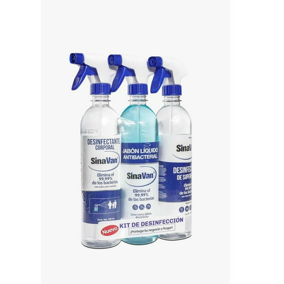 Kit 3 pack Desinfectante de superficies, Jabón líquido antibacterial y Desinfectante corporal 720ml