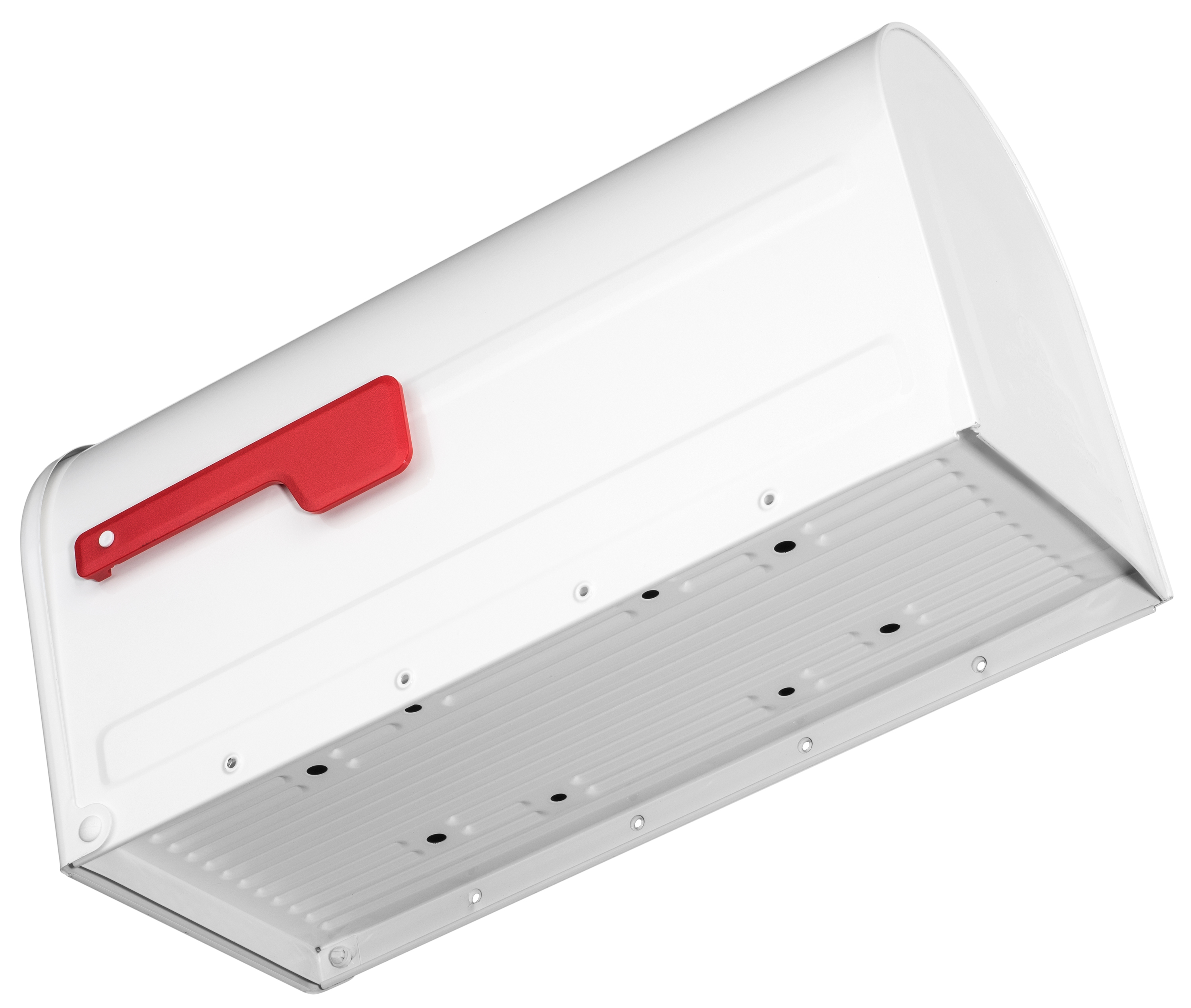 MB2 Post Mount Mailbox White with Red Flag