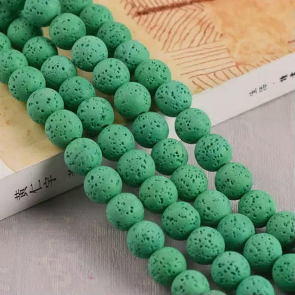 U8MO 1 Strand Bright Colors Natural Lava Stone Gemstone Beads 4mm 6mm 8mm 10mm-Green-4mm