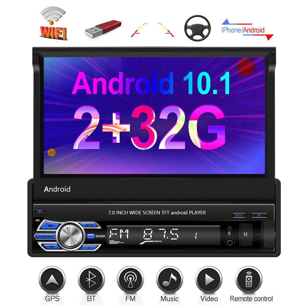 caméra 10.1" 1DIN Autoradio Android Bluetooth Car MP5 Player GPS Écran tactile