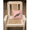 thumbnail image 2 of Indian Peahen Peafowl Pink Check Fabric Decorative Pillow, 2 of 2