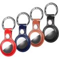 thumbnail image 1 of [Paquete de 4] Llavero para Apple AirTag en cuero, accesorios de soporte para AirTags, llavero AirTags, [anticaídas, antiarañazos] Estuche para collar de perro (negro, marrón, azul, rojo), 1 of 5