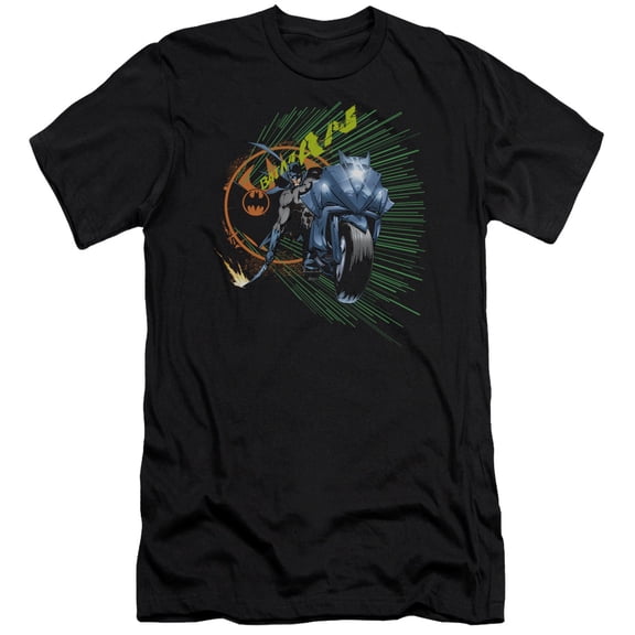 Batman Batcycle Premium Canvas T-Shirt Adult Slim Fit 30/1 Black