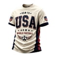thumbnail image 2 of USA 2026 Soccer Cup Fan Jersey for Men, Crewneck Short Sleeve T-Shirt with Statue of Liberty & Stars Graphic, Lightweight Breathable Athletic Top, 1 PC Beige L, 2 of 4