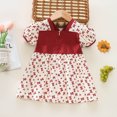 thumbnail image 5 of Cathalem Robe de Fête pour Fille à Manches Courtes Tenue de Jeu des Fêtes Robe Midi Douce, Rouge 110, 5 of 5