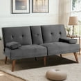thumbnail image 4 of Walsunny 60' Convertible Loveseat Couch Small Folding Sofa Bed Removable Armrest, Modern Futon Recliner Sleeper with 2 Cup Holder Dark Gray, 4 of 7