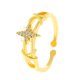 thumbnail image 5 of Gold-plated brass ring Korean simple irregular diamond open ring women's jewelry hand jewelry Couple jewelry Valentine's Day gift, 5 of 5