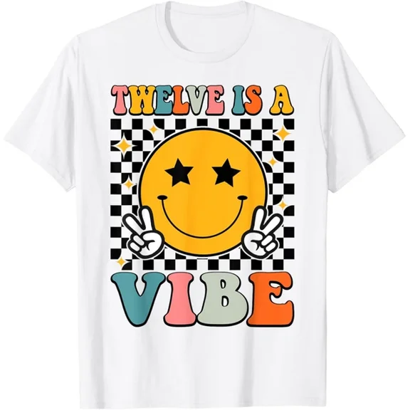 ANUNSHIRT Twelve Is A Vibe 12Th Birthday Groovy Boys Girls 12 Year Old T-Shirt Unisex S-5XL Hot Trending Shirt, Vintage Birthday Gift