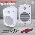 thumbnail image 7 of Pyle 500 Watt Bluetooth Indoor Outdoor Speakers Pair - Dual Waterproof 5.25 2-Way Full Range Speaker System w/ 1/2 High Compliance Polymer Tweeter  Home, Boat, Marine, Deck, Patio, Poolside White, 7 of 7
