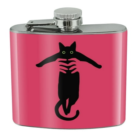 

Black Cat Being Lifted Stainless Steel 5oz Hip Drink Kidney Flask