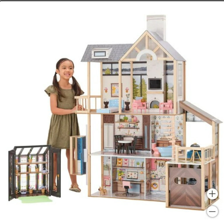 Lakeview Villa Wooden Dollhouse & Greenhouse - Walmart.com