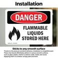 thumbnail image 3 of (2 Pack) Flammable Liquids Stored Here OSHA Danger Sign 7 Inch X 5 Inch Vinyl Label Decal Sticker Weather Resistant, UV Protected for Workplace, Business, and Construction Site, Made in, 3 of 7