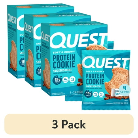 (3 pack) Quest Protein Cookie, High Protein, Snickerdoodle, 4 Count