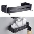 thumbnail image 6 of Shower Adhesive Wall Mounted Corner Caddy Shelf Aluminum Shampoo Holder Storage for Toilet - Square Black, 6 of 7