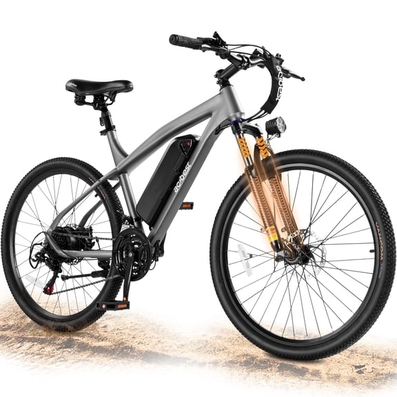 Electric Bike for Adults 21-Speed 27.5" Ebike, Up to 28MPH, 500W Brushless Motor, Removable Battery, Mountain Electric Bicycle with Fork Suspension (Grey)