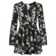 thumbnail image 1 of Gibobby pantalones siameses de pierna ancha Mono corto con dobladillo con volantes y cinturón de manga suelta con cuello en V y estampado floral para mujer(Negro, S), 1 of 5