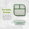 thumbnail image 4 of MyGo Container Large To-Go 3-Compartment Food Containers, Pack Of 3, 9-3/8" X 9-3/8" X 2-1/2", Reusable, Microwave Safe, NSF Certified, Smoke/Green, 4 of 5
