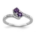 thumbnail image 2 of Auriga Fine Jewelry 925 Sterling Silver Amethyst and Diamond Ring for Women Size 9, 2 of 6