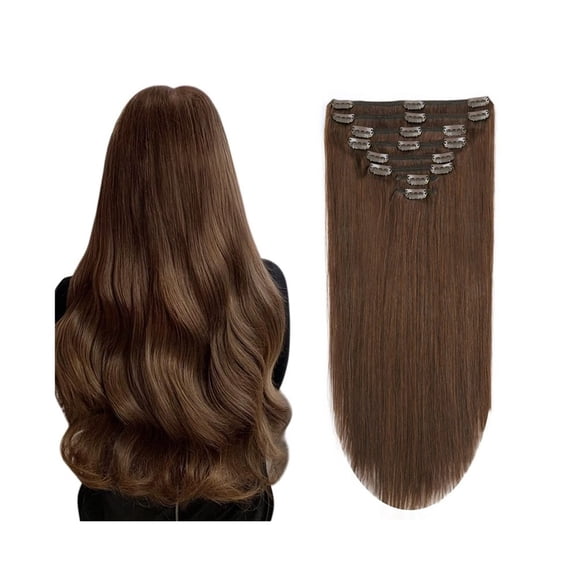 Clip in Human Hair Extensions Brazilian Remy Hair 10-26inch 120g 8Pcs Silky Straight Real Human Hair Clip in Extension #4 Brown Real Hair Extensions
