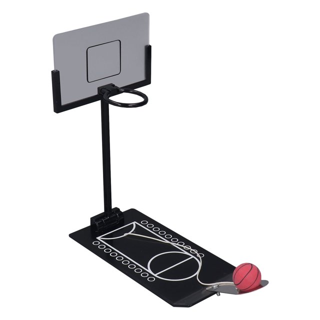 Desktop Basketball Game, Aluminum Alloy Interesting Black Basketball Games Desk Toy Weighted Base for Home