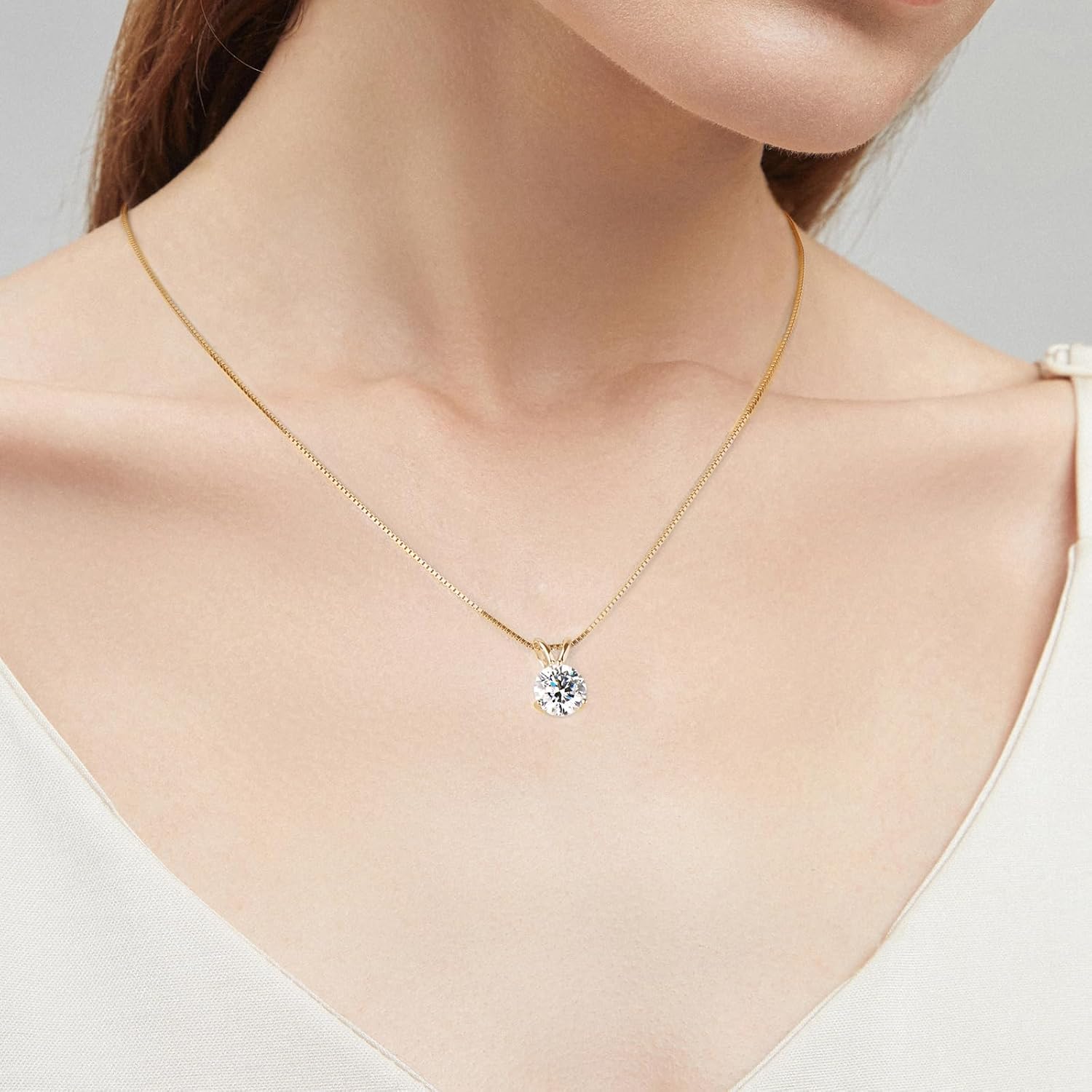Leander 1-3 CT Moissanite Necklace for Women, Solitaire Lab Imitation Diamond Pendant, 18K White Gold Plated D Color Round Cut 925 Sterling Silver Necklace, GRA Certified, 18+2 inch Box Chain