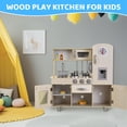 thumbnail image 5 of LAZY BUDDY Pretend Play Kitchen for Kids, Wooden Toddler Toy Kitchen Playset with Realistic Light & Sound for Boys Girls 3+, 5 of 8