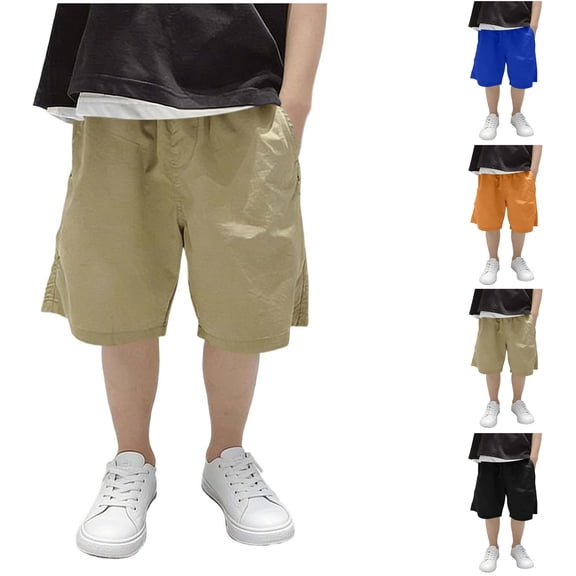 LIBRCLO Teen Shorts for Boys Size 14-15 Years Casual Summer Beach Pants Thin Breathable Quick Dry Athletic Shorts with Pockets Khaki