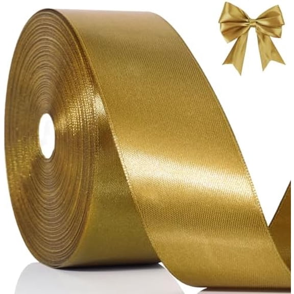100 Yards Ribbon,1-1/2 Inch Gold Satin Ribbon,Single Face Satin Ribbons,Perfect for Gift Wrapping,Wedding Decoration,Handmade Bows,Wrapping Bouquet and More