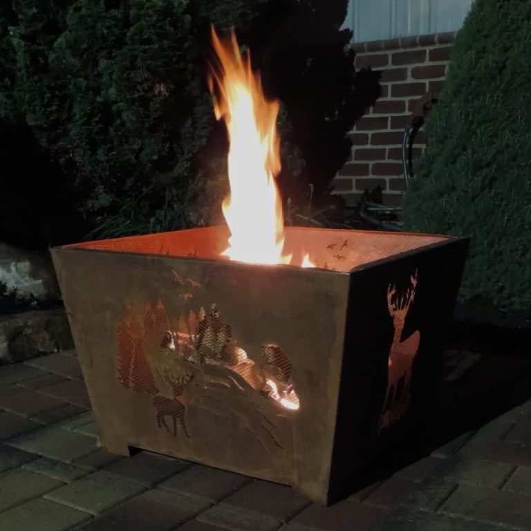 Esschert Design USA FF1002 Nature Scene Fire Basket, Rust Metal