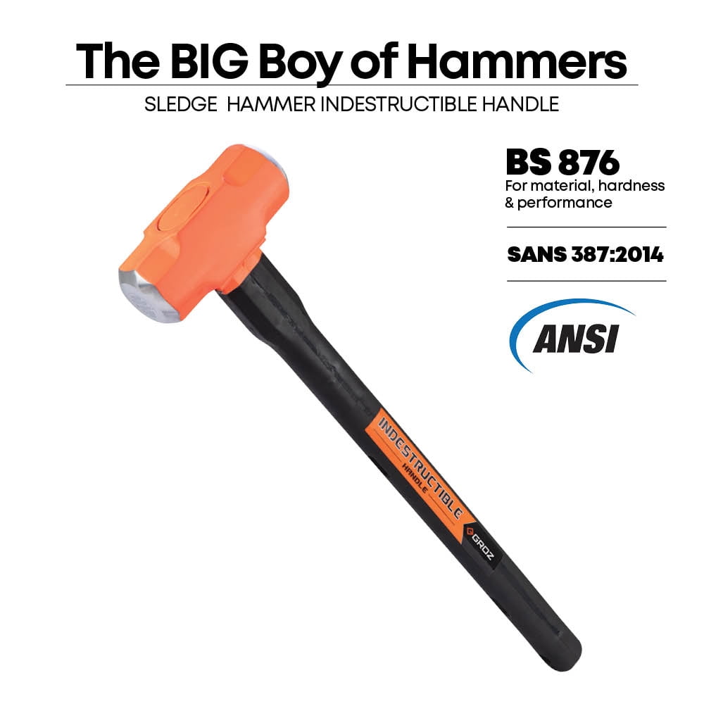 Groz 6 lb Head Sledge Hammer with 24" Indestructible Steel Handle