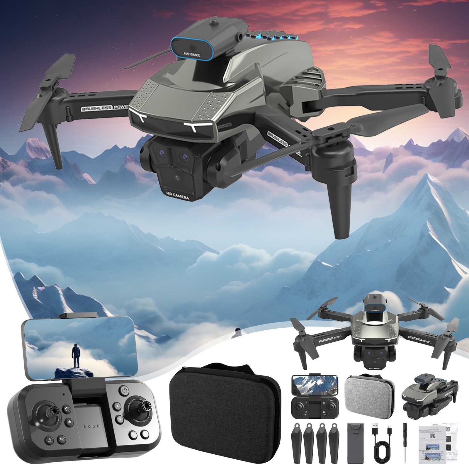 Drone with Camera for Kids and Beginners, 1080P Dual Lens with Gesture Control, Foldable with Carry Bag, 2 Batteries for Extended Flight Time
