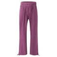 thumbnail image 4 of Outfmvch Wide Leg Linen Pants for Women Drawstring Pants Women Flowy Wide Leg Drawstring Cropped Linen Pants Women Wide Leg Linen Pants Baggy Linen Wide Leged Linen Pants Women Hot Pink S-3XL, 4 of 6
