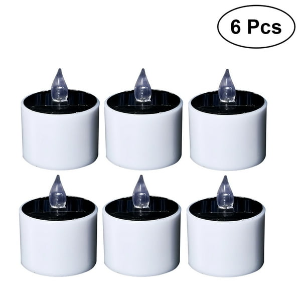 6 Pcs Outdoor Solar Candles Flameless LED Tea Lights for Yard Window Home Wedding Birthday Decor
