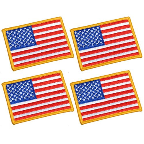 Unis 4 Pack 3 5 X 2 5 Inch Large Size Us Flag Embroidered Cloth Sew On Iron On Patch Golden Yellow Border Walmart Com Walmart Com