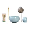 thumbnail image 1 of Juego de 5 cuencos para ceremonia de matcha, herramientas de cerámica, batidor de bambú para matcha Azul, 1 of 9