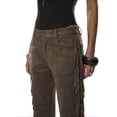 thumbnail image 6 of Wenini Women's Brown High Waist Wide Leg Pants Fashion Casual Trousers with Side Fringe, 6 of 6