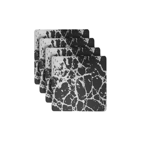 

Dainty Home Marble Cork Foil Printed Marble Granite Designed Thick Cork Textured 15 x 15 Square Placemat Set of 4 in Black And Silver