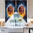 thumbnail image 2 of Swag Curtains Valances for Windows, Fire and Ice Basketball Sports Short Kitchen Window Curtains Over Sink, Blue Cafe Curtains Panel Set Of 2,Rod Pocket, 36 Inches Length, 2 of 8