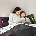 thumbnail image 5 of Castle Fairy 3-Piece Queen Size Comforter Set - Game Controller Hexagon Gamer Print, 5 of 8