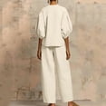 thumbnail image 5 of Two Piece Outfits for Women Zip Front Top Wide Leg Pants Set Casual Summer Matching Set Loose Fit Tracksuit,White XL, 5 of 5