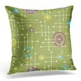 thumbnail image 1 of BOSDECO Housse de Coussin Motif Rétro des Années 1950, Motif de Lignes et Cercles, Superposition de Lin, Points Abstraits Verts, 18x18 Pouces, 1 of 1
