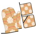 thumbnail image 2 of YFYANG Sets Mitaines et Porte-Pots 4 Pièces, Résistant à la Chaleur et Antidérapant Floral Line Texture Kitchen Gant Mat pour la Cuisson et la Cuisson, 2 of 8