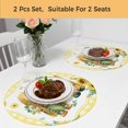 thumbnail image 5 of Sunflowers Gnomes Round 13 Inch Placemats Set of 2, Eucalyptus Spring Yellow Plaid HeatResistant Non Slip Place Mats for Dining Table, Wipeable Braided Kitchen Table Mats for Housewarming, 5 of 9