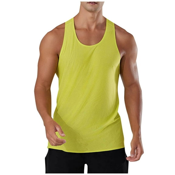 Dealovy Mens Workout Tank Top Racerback Sleeveless Crewneck Tees Quick Dry Lightweight Running Gym T Shirts