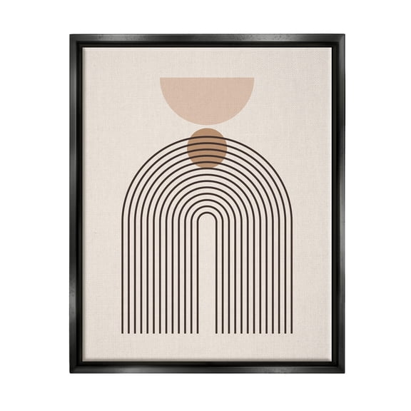 Stupell Industries Boho Cream Shapes Abstract Painting Black Floater Framed Art Print Wall Art, 17 x 21