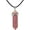 Pink Rhodonite, variant on Natural Pink Rhodonite Gemstone Hexagonal Pointed Reiki Chakra Pendant Genuine Leather Necklace 18 Inch