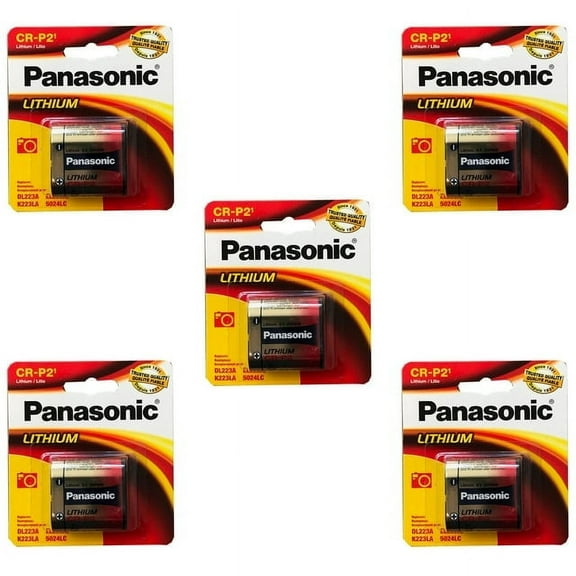 5x Panasonic CR-P2 6V Photo Lith Battery Compatible with DLCRP2 EL223AP PC223