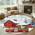 thumbnail image 3 of Christmas Truck Barn Round Area&nbsp;Rug 5ft Barn Snowman Christmas Tree Dog Cow Non-Slip&nbsp;Washable Circle Rugs Soft Felt Indoor Floor Mat for Bedroom Kitchen Living Room Bathroom, 3 of 9