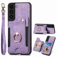 thumbnail image 1 of Allytech Galaxy S22 Plus Case Wallet, RFID Blocking Multiple Cards Slots Ring Holder Stand Shockproof Protective Hand Wrist Wallet Case Cover for Samsung Galaxy S22 Plus - Purple, 1 of 11